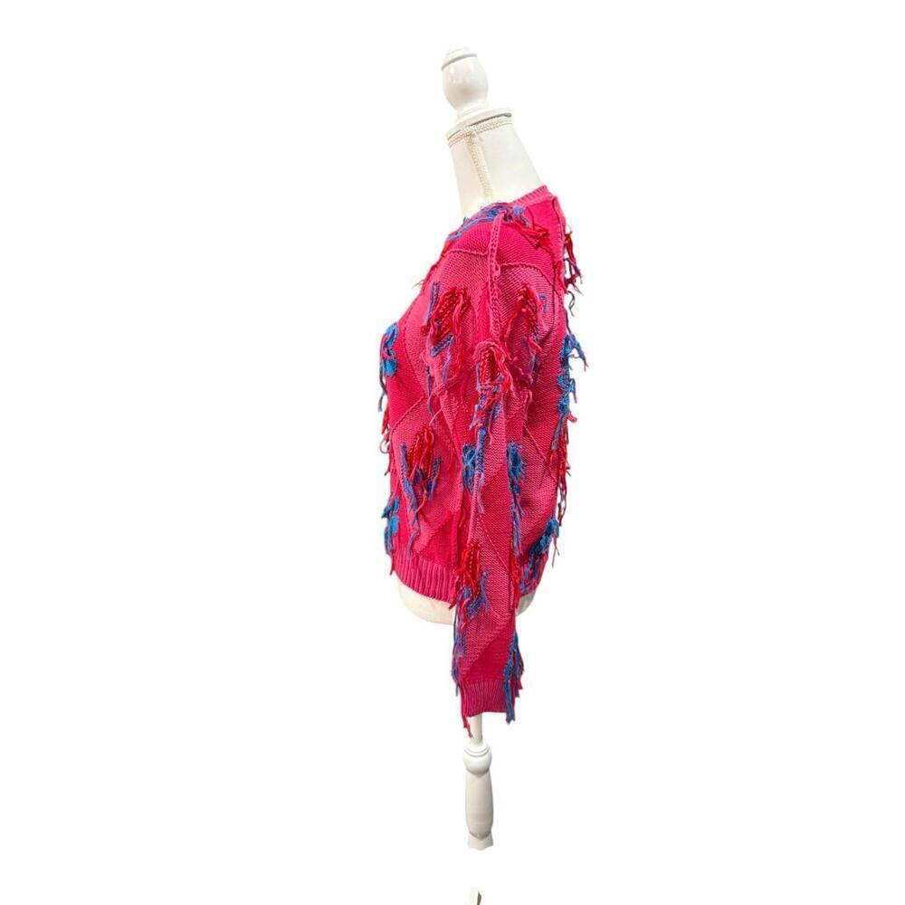 Happy Sheep Hot Pink Fringe Sweater, Size XS - Picture 2 of 5